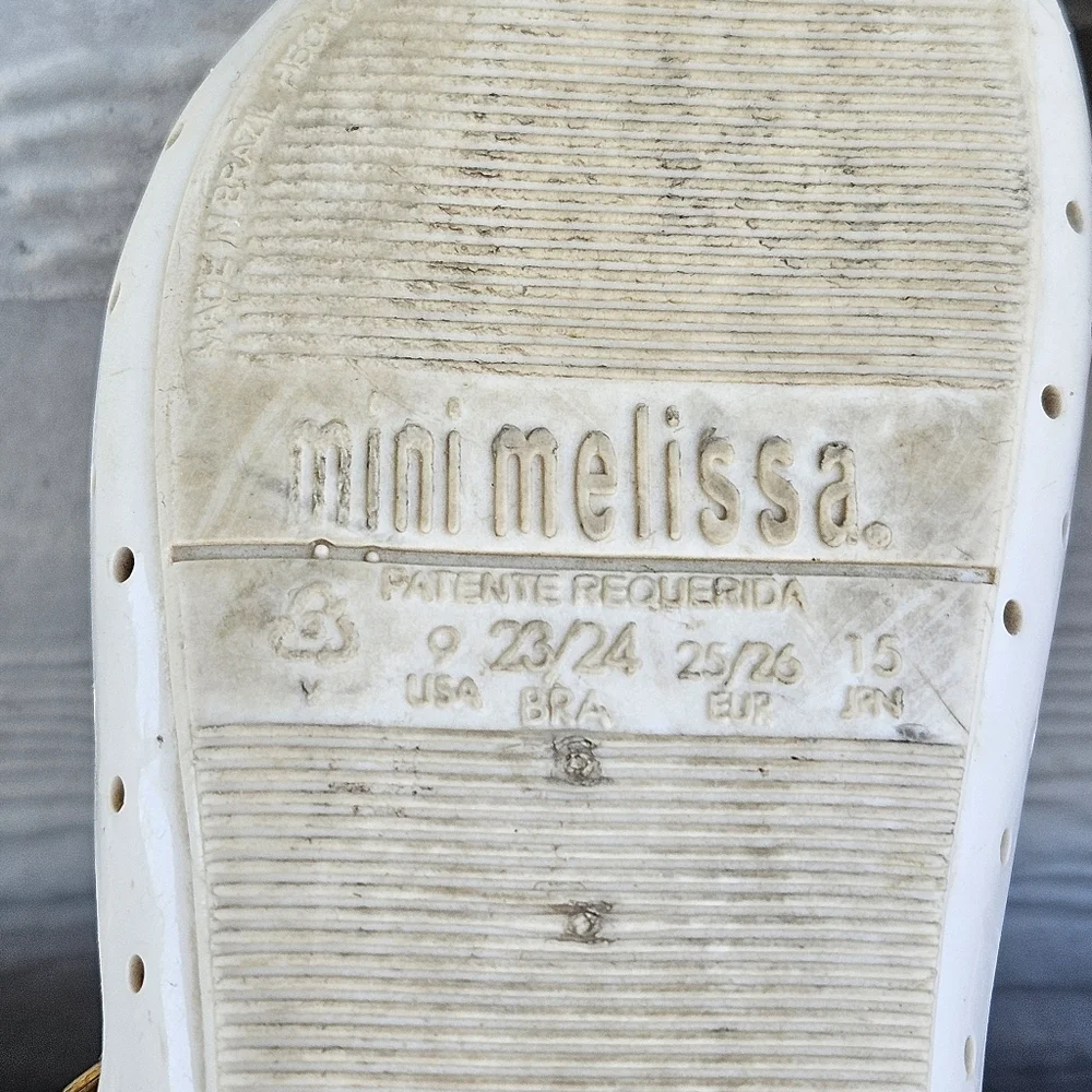 Mini Melissa Pop Pineapple Fruit Sandal White Yellow SZ 9 Hook & Loop Mary Jane
